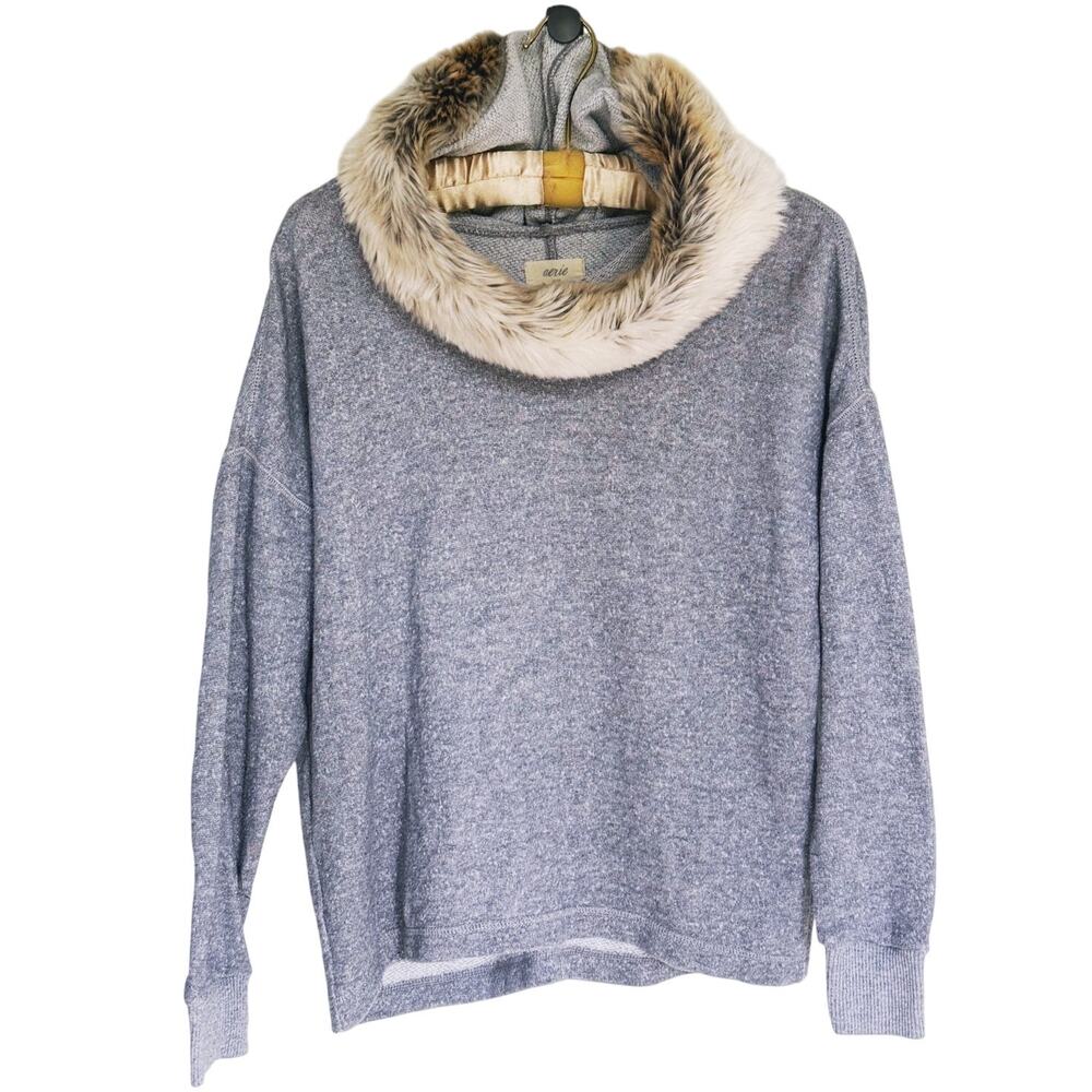 VTG Y2K Aerie Fur Lined Hood Pullover Gray XS Bella 2000s Retro Grunge Skater